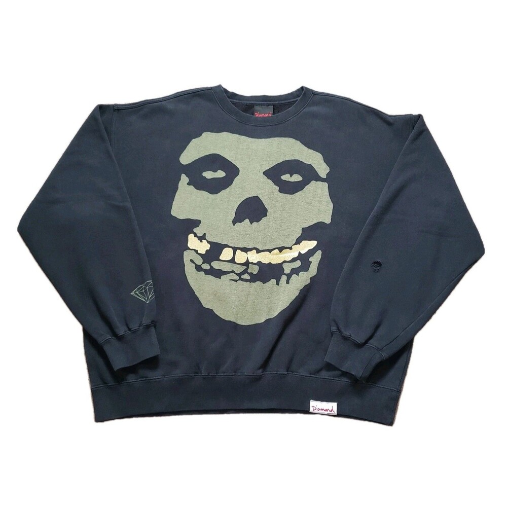 Vintage Diamond Supply X Collabo NY Misfits Grill Sz XL Mens Black Sweatshirt